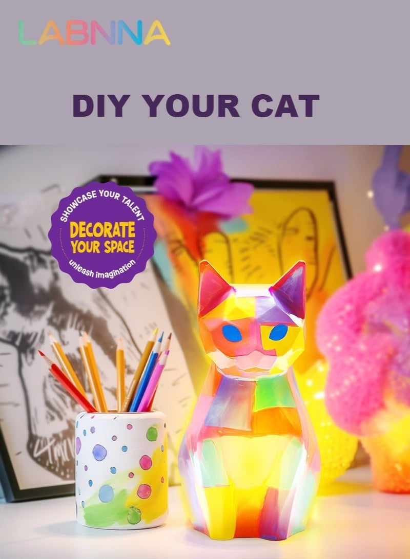 LABNNA Paint Your Own Cat Lamp Kit, Arts and Crafts for Kids Ages 8-12, Art Supplies Painting kit for Kids 6-12, Cat Night Light Toys Girls Boy Birthday Gifts for Kid Ages 3 4 5 6 7 8 9 10 11 12+ - Image 2